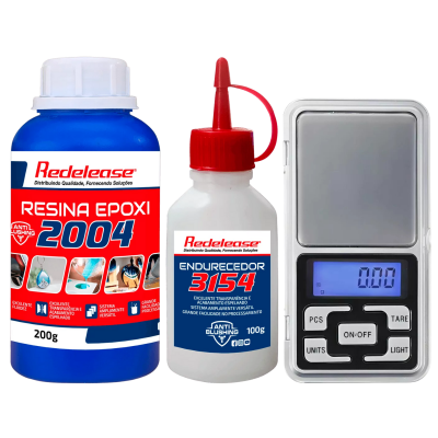 Kit Resina Epoxi 2004 Transparente 300g + Mini Balança de Precisão