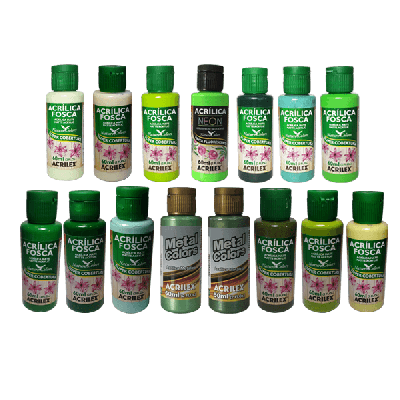 Kit Tintas Acrílicas (Todos os tons de Verde)