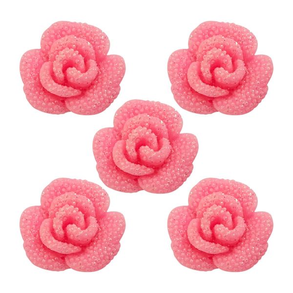Charms Apliques para Decoração Rosa Luxo (5 Un)