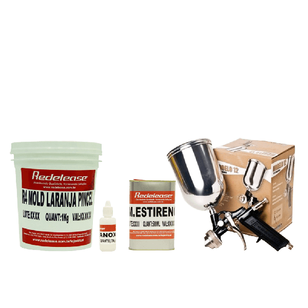 Kit Gel Coat Molde Iso Laranja C/ Catalisador e Diluente + Pistola Modelo 12 (Bico 4mm)