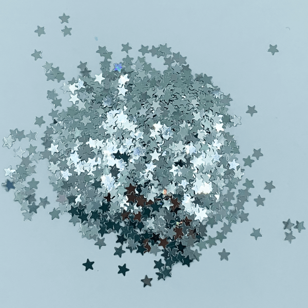 Glitter Estrela Prateada Holográfico Laser Silver Star (30 g)