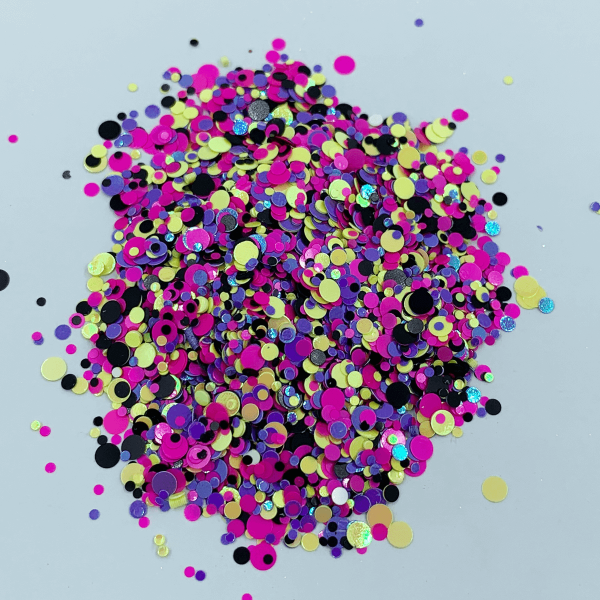 Glitter MIX de Amarelo, Rosa, Roxo e Preto (30 g)