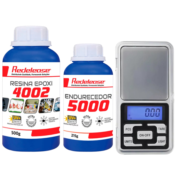 Kit Resina Epóxi 4002 Ultra Transparente 715g + Mini Balança de Precisão