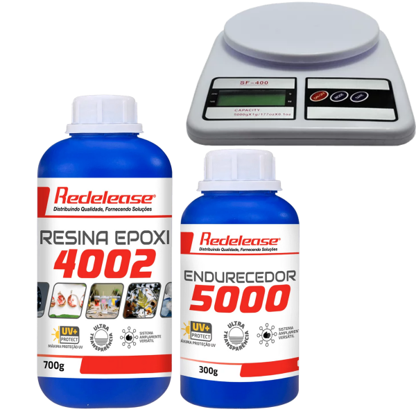 Kit Resina Epóxi 4002 Transparente 1Kg + Balança de Precisão